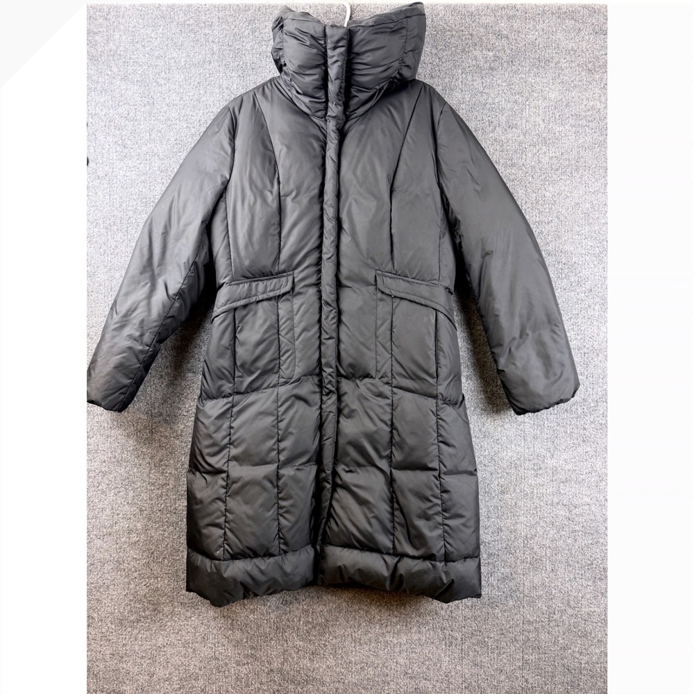 Cole Haan Sig. Women Black Long Down Puffer Coat Quilted Parka Jacket Large $399